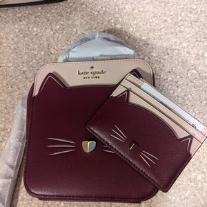 Kate Spade maroon cat purse